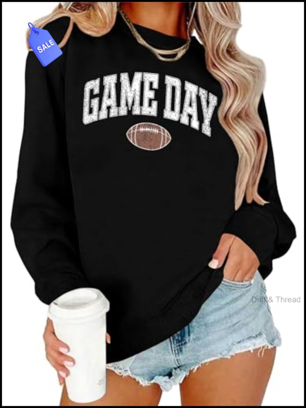 Cute Football Graphic Sweatshirt Long Sleeve Crewneck Pullover